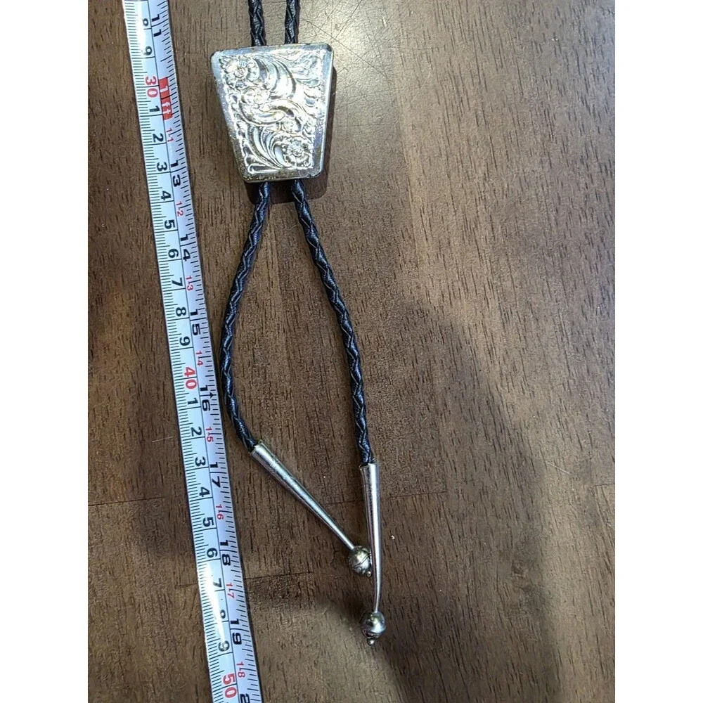 Vintage Navajo Gibson Gene Sterling Silver Western Overlay Bolo Tie
